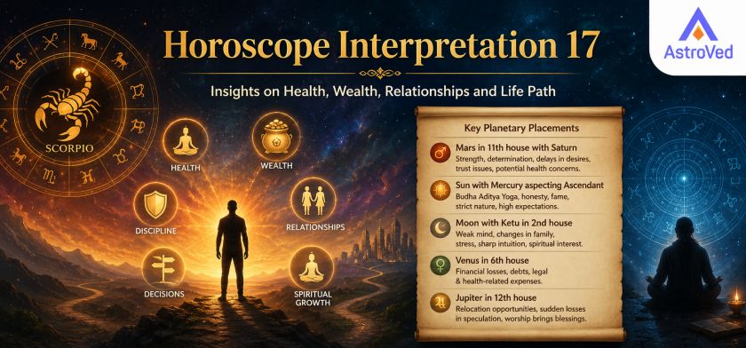 Scorpio Ascendant Horoscope Interpretation with Mars Saturn Sun Mercury Moon Ketu Venus and Jupiter influences