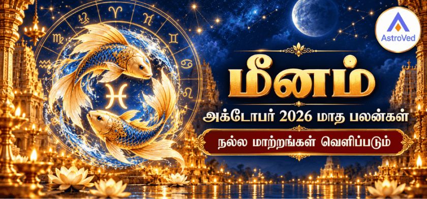 மீன ராசி அக்டோபர் மாத பலன் 2026 – காதல், வேலை, தொழில், நிதி, ஆரோக்கியம் மீன ராசி அக்டோபர் மாத பலன் 2026 – காதல், வேலை, தொழில், நிதி, ஆரோக்கியம்