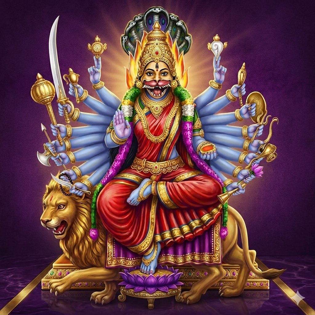 Goddess Pratyangira — Lion-Headed Supreme Protectress
